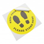 Covid-19 Floor Sticker Keep Your Distance 26cm Round Yellow 3pcs